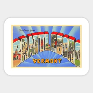 Greetings from Brattleboro Vermont - Vintage Large Letter Postcard Sticker